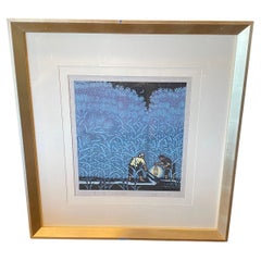 Ding Jitang Ji Tang Signed Large Framed Huxian School Chinese Woodblck Print