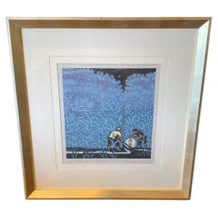 Ding Jitang Ji Tang Signed Large Framed Huxian School Chinese Woodblck Print