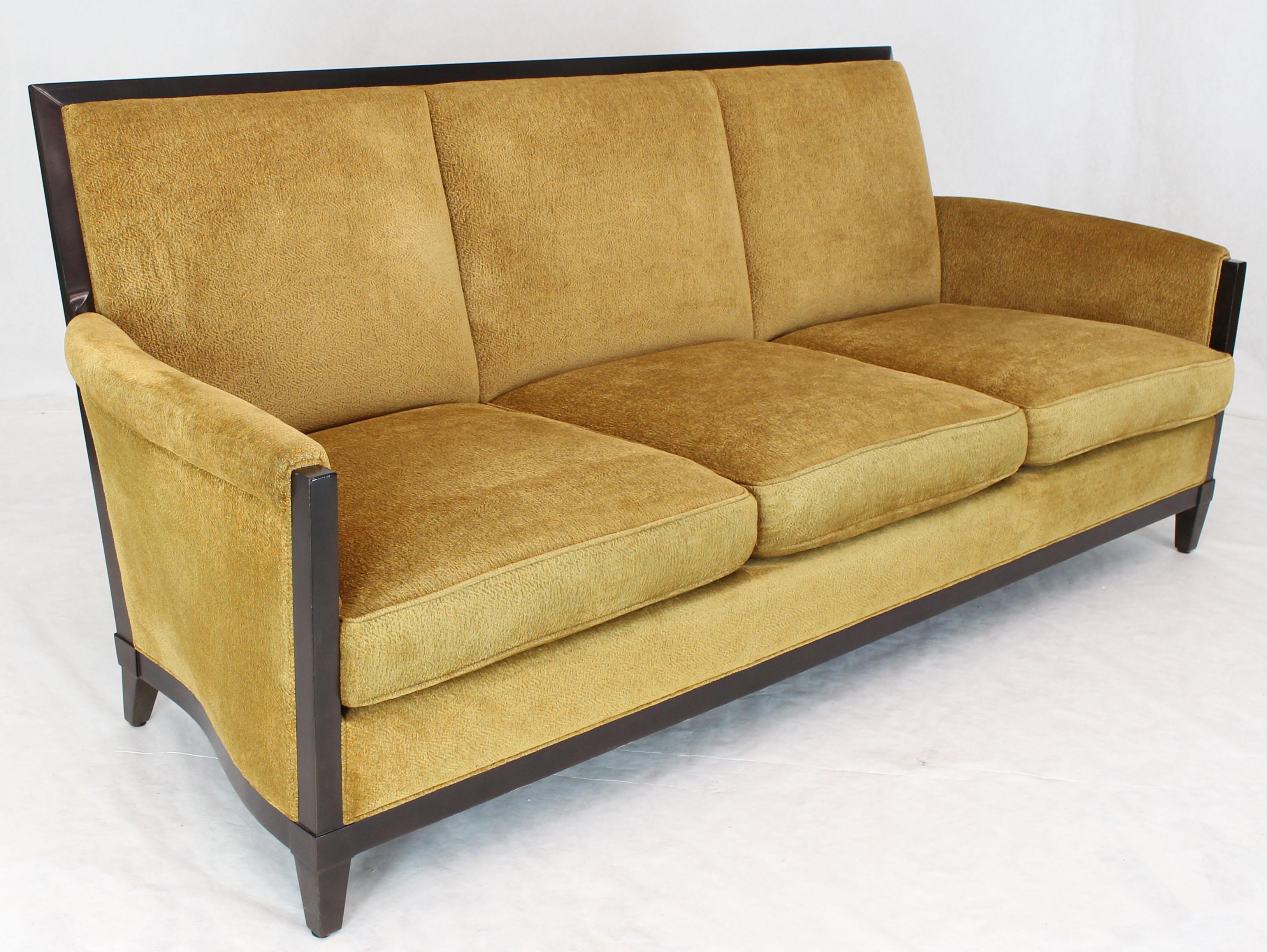 20th Century Dinghy Modern Luxury Sofa Chenille Upholstery Dark Chocolate Frame Finish For Sale