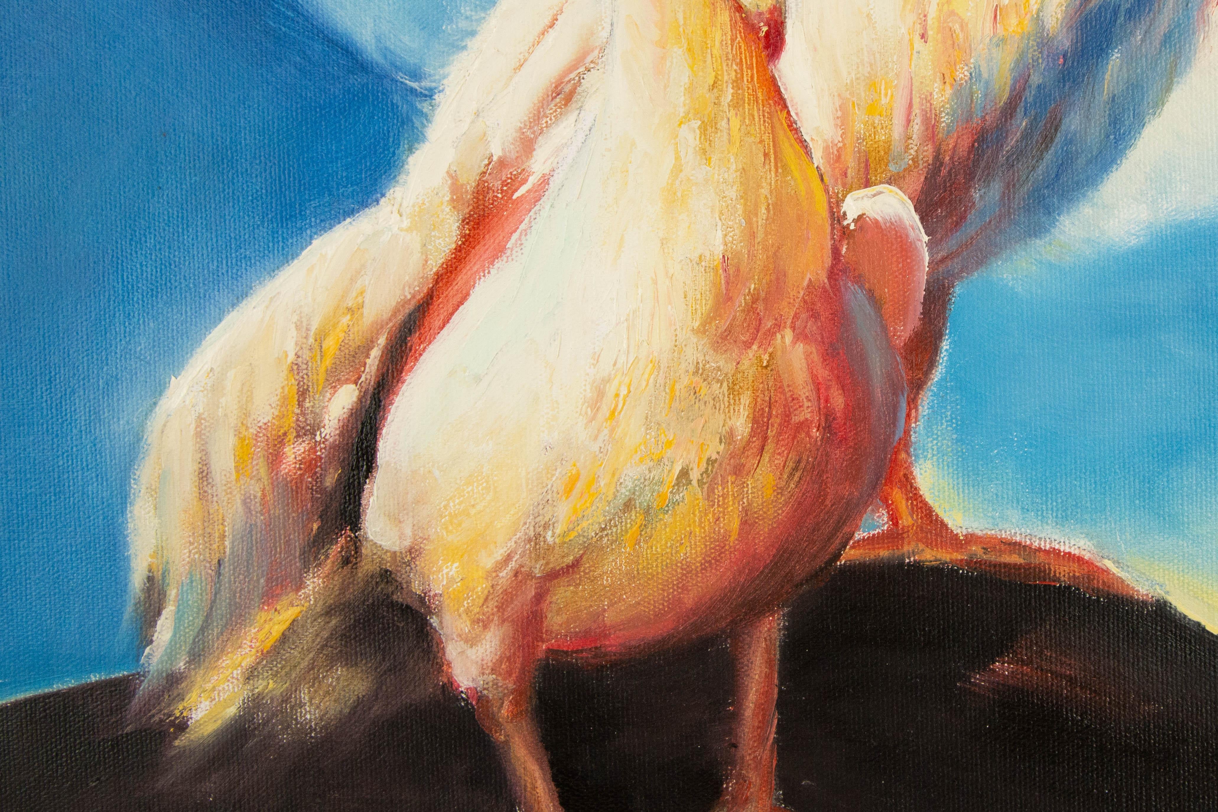 Dingyan E Tier Original Ölgemälde auf Leinwand „American White Pelican“ im Angebot 3