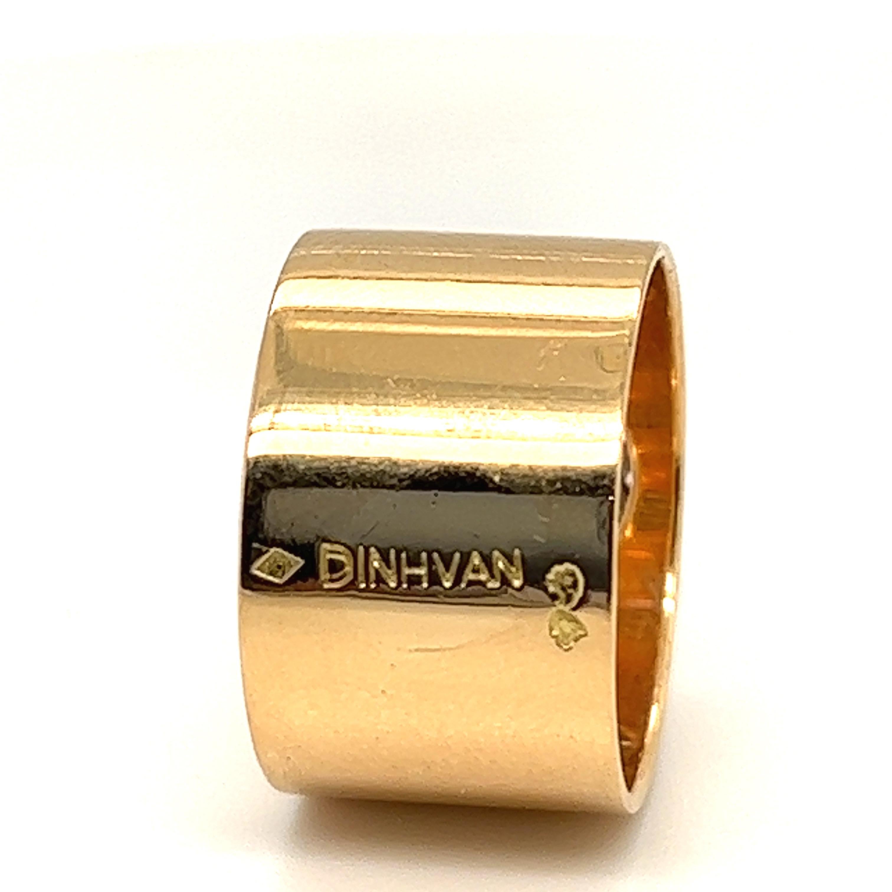 Women's or Men's Dinh Van 18 Karat Yellow Gold Platinum Diamond Band Ring