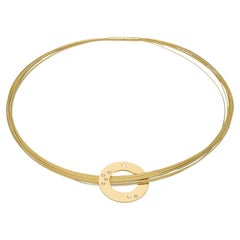 Dinh Van 18ct Gold Thread Necklace With Diamond-Set Disc Pendant Circa 2000