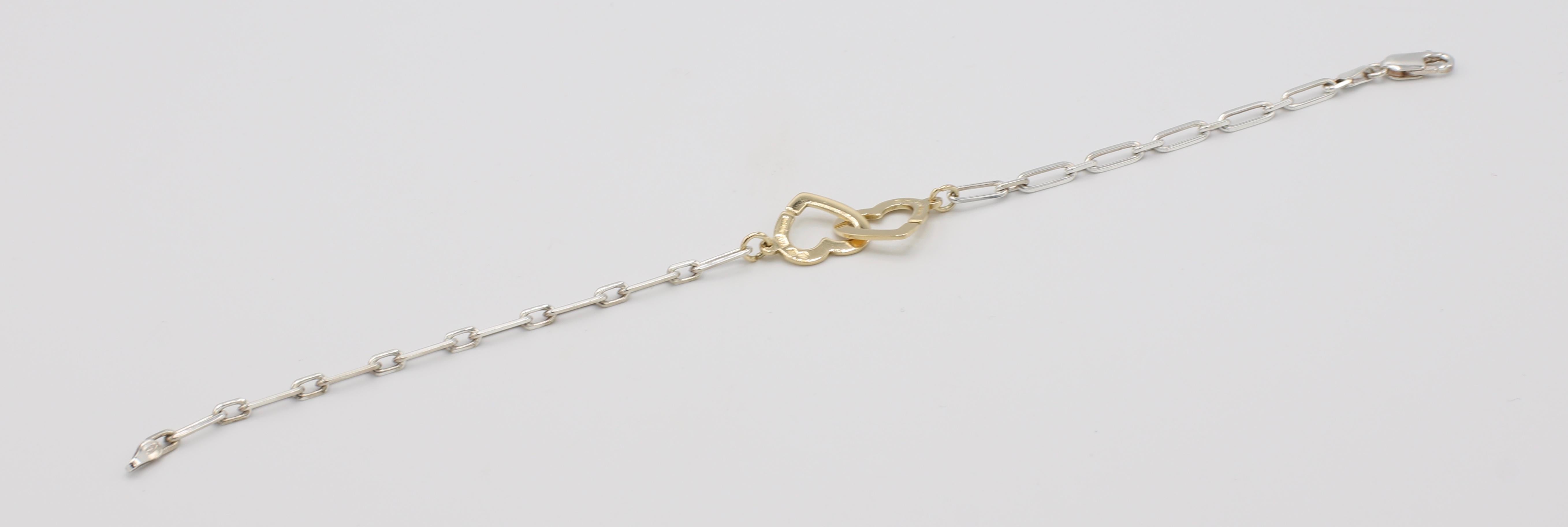 Dinh Van 18 Karat Gold & Sterling Silver Double Heart Chain Link Bracelet 1