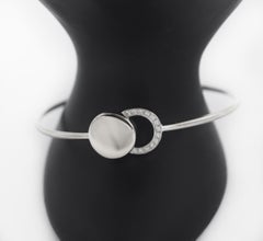 Dinh Van 18K White Gold Diamond Tension Bangle Bracelet