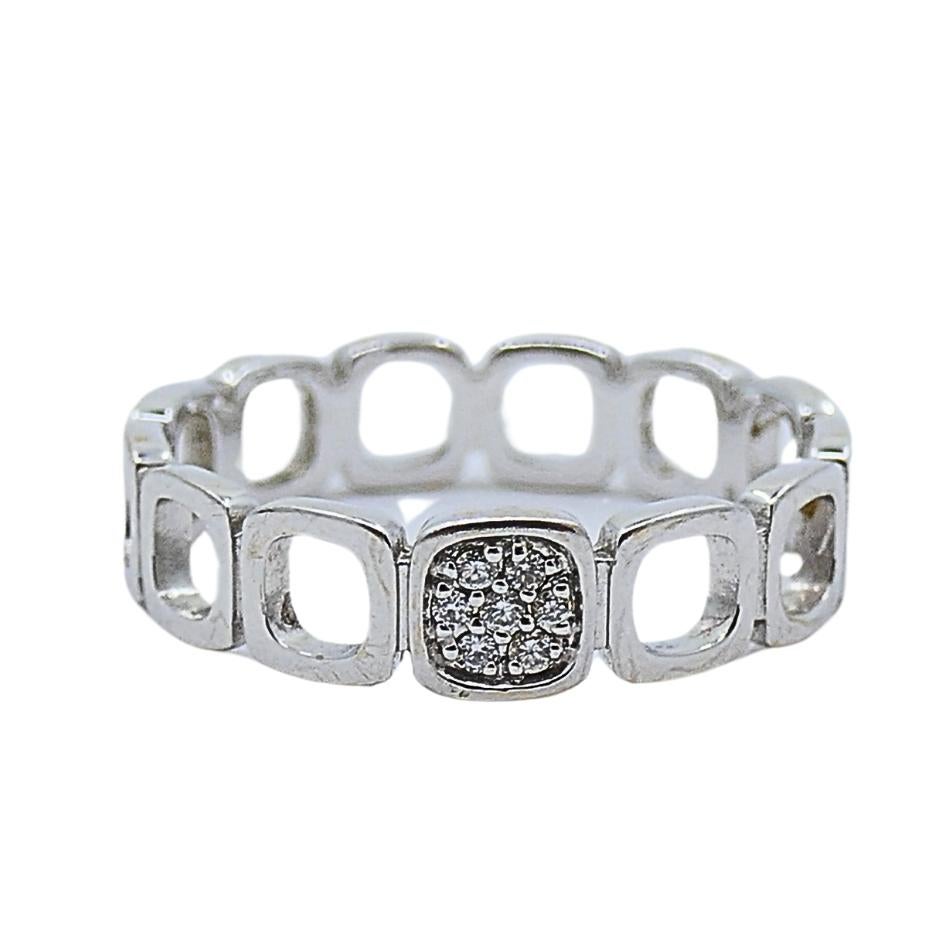 Taglio rotondo Dinh Van 18k White Gold Ring Diamond Band in vendita