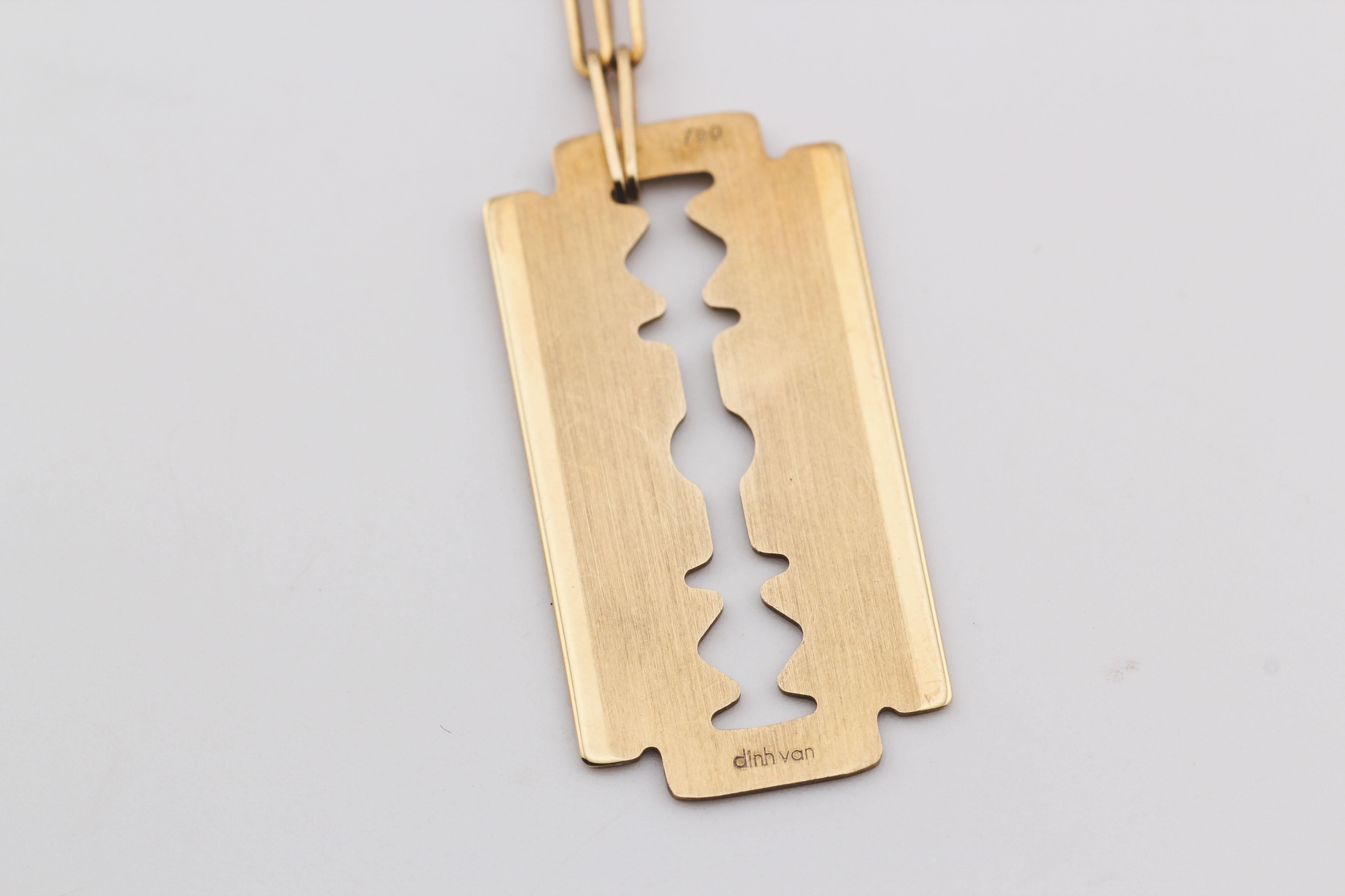 Dinh Van 18k Gelbgold Rasierklinge Halskette im Angebot 1