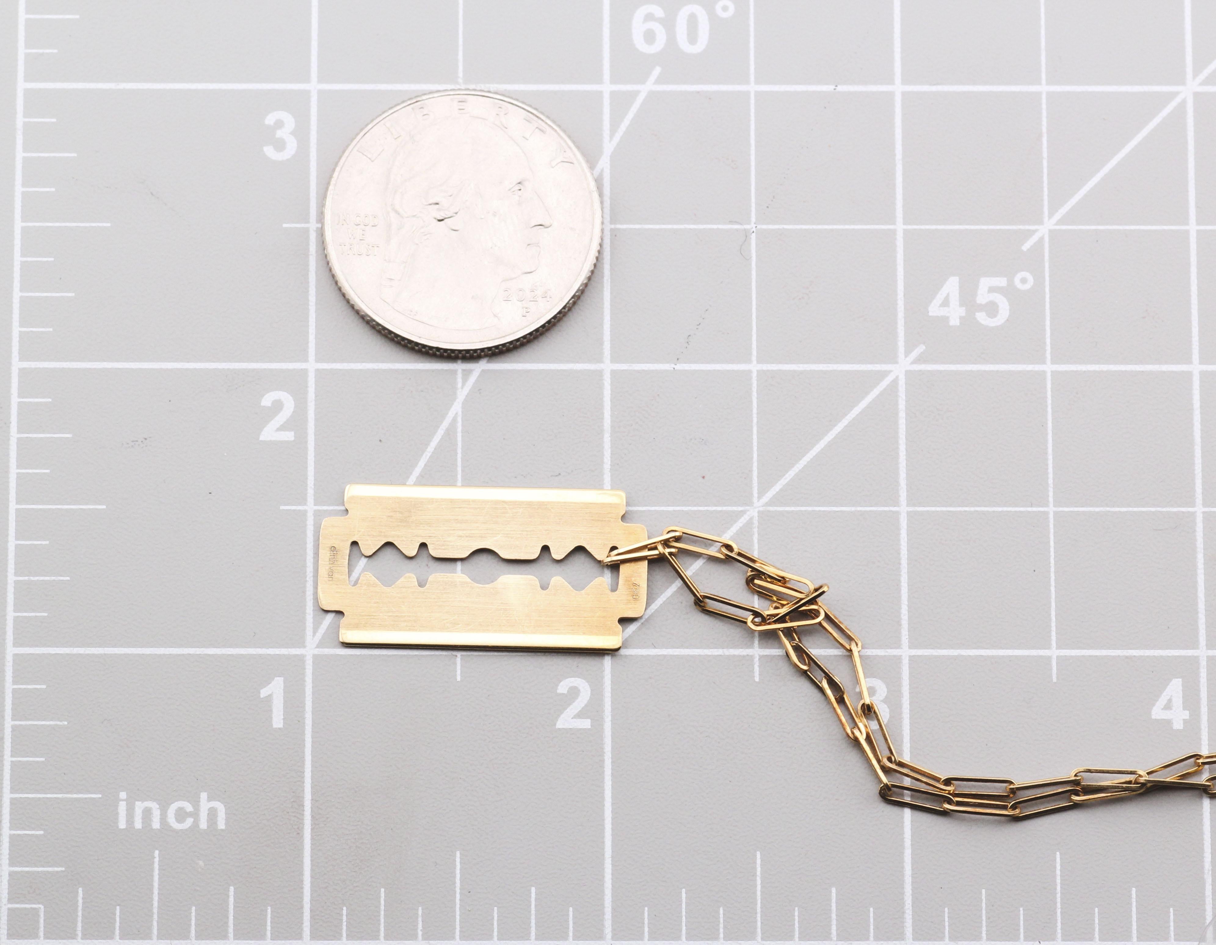 Dinh Van 18k Gelbgold Rasierklinge Halskette im Angebot 4