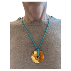 DINH VAN 24k Yellow Gold Disc Pendant Necklace 1970s Vintage Rare