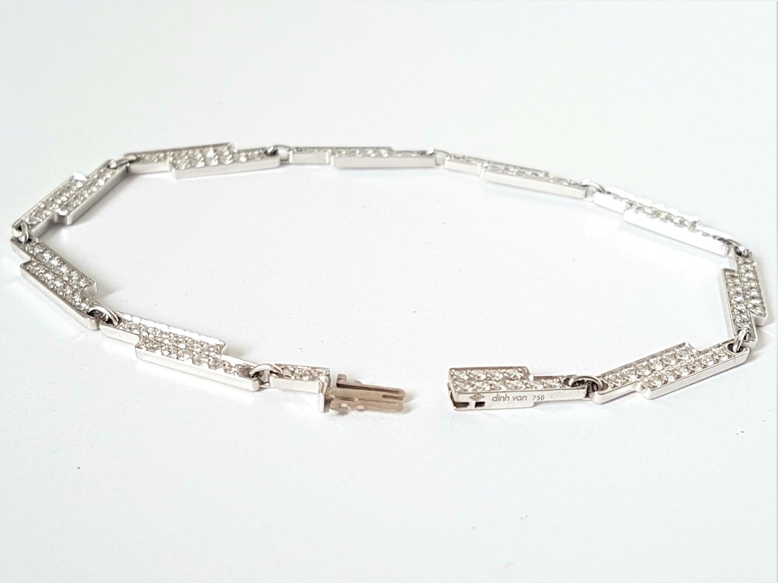 Women's Dinh Van Bracelet Seventies White GoldDiamond For Sale