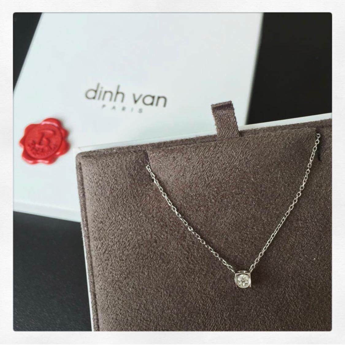 Women's or Men's Dinh Van Brilliant Cut Diamond White Gold Pendant Necklace