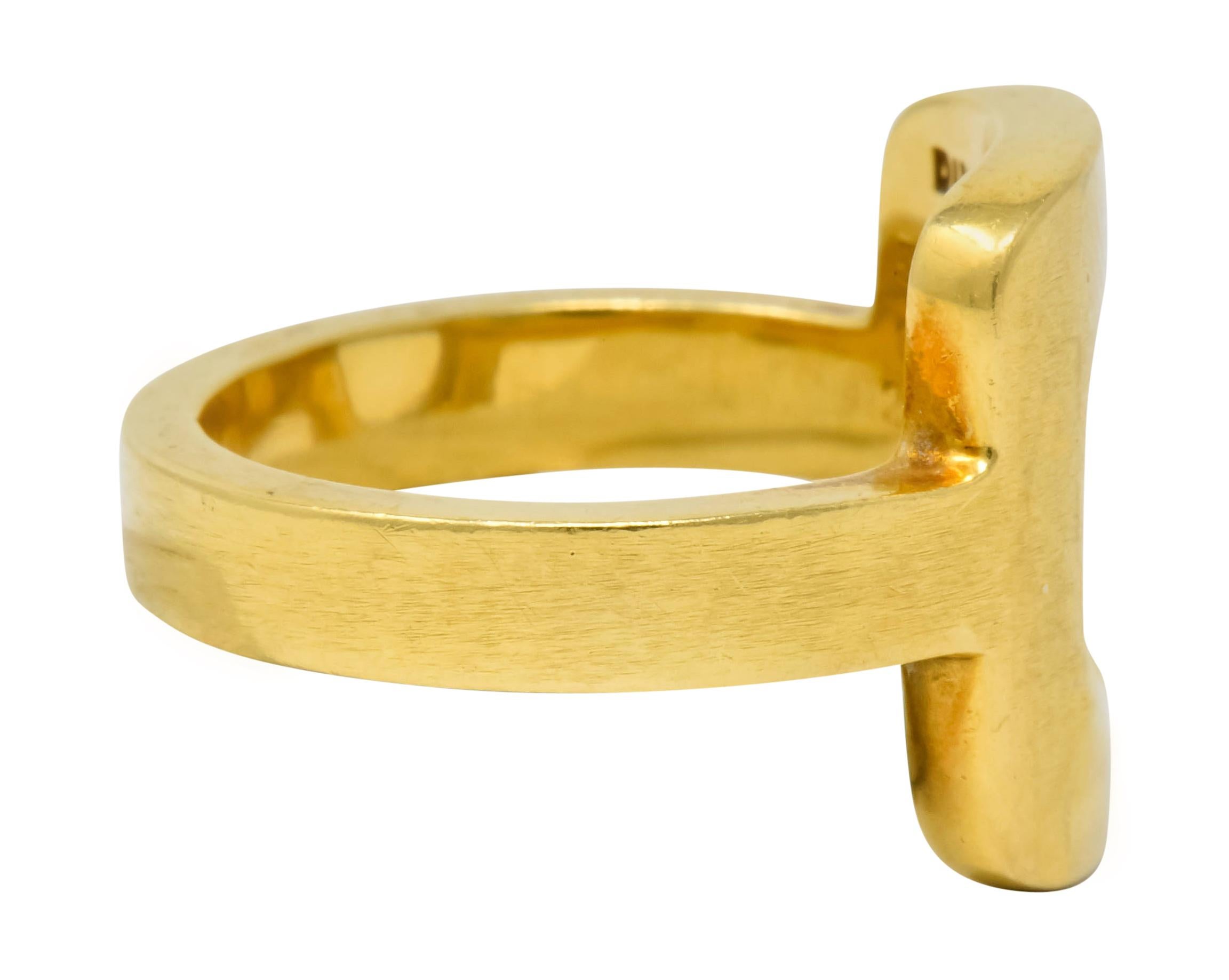 Dinh Van Cartier Modernist 18 Karat Yellow Gold Cushion Ring In Excellent Condition In Philadelphia, PA