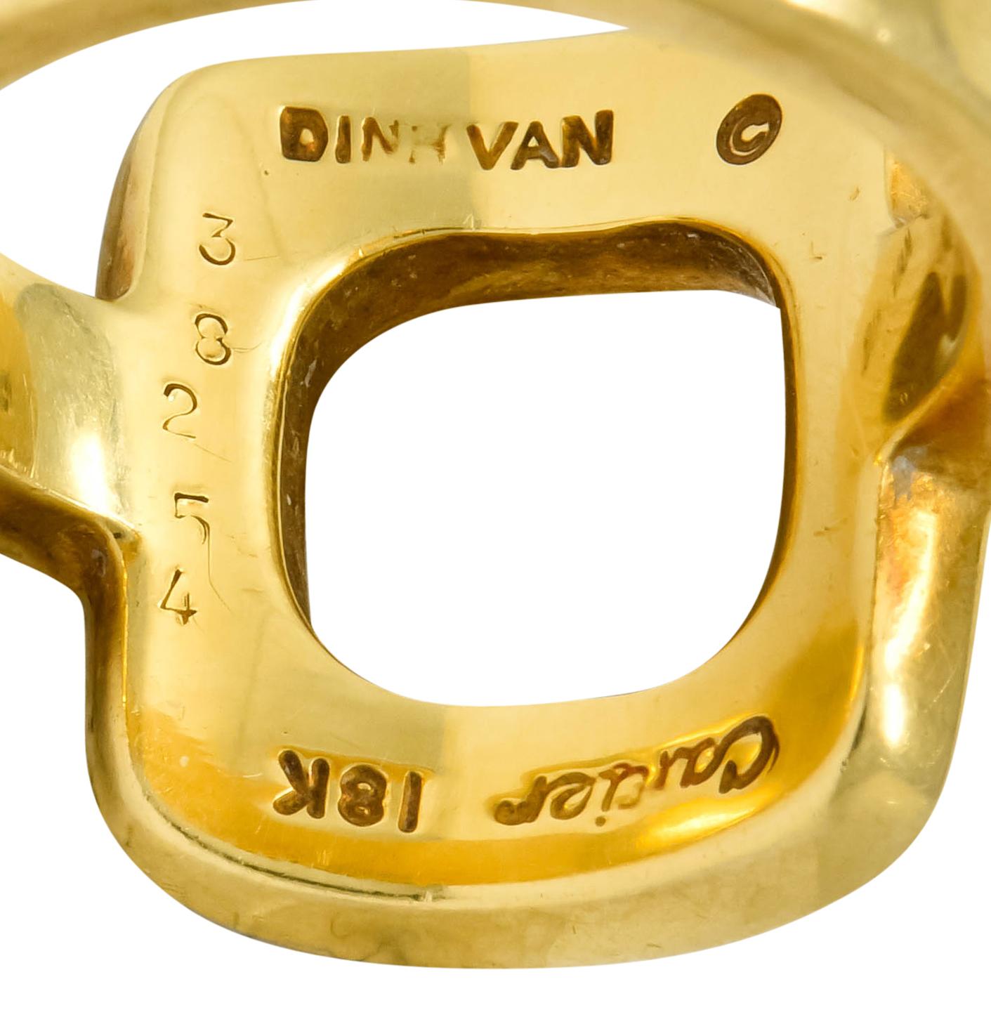 Dinh Van Cartier Modernist 18 Karat Yellow Gold Cushion Ring 3