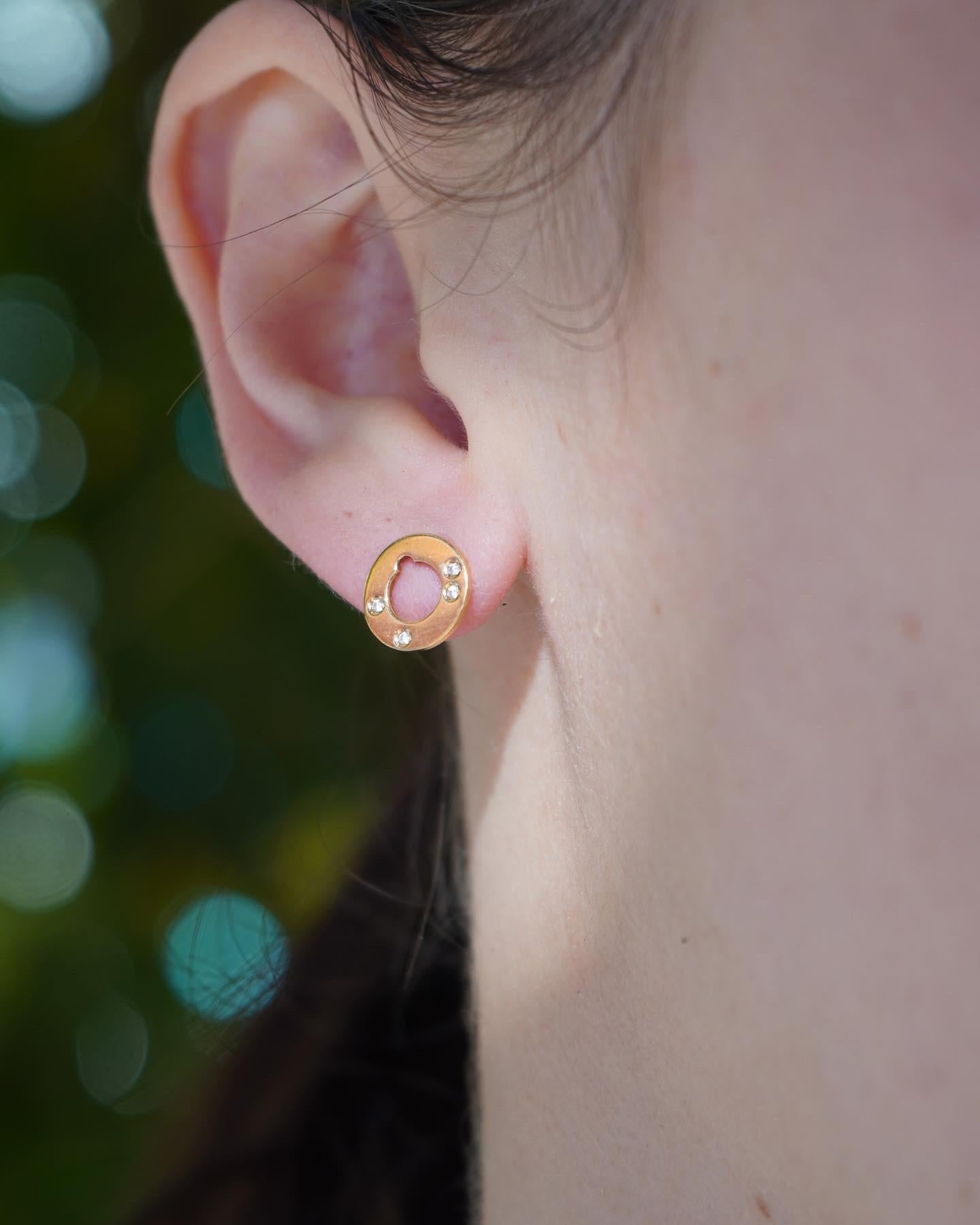 Dinh Van Cible Boucles d'oreilles en or 18k avec diamants Pour femmes en vente