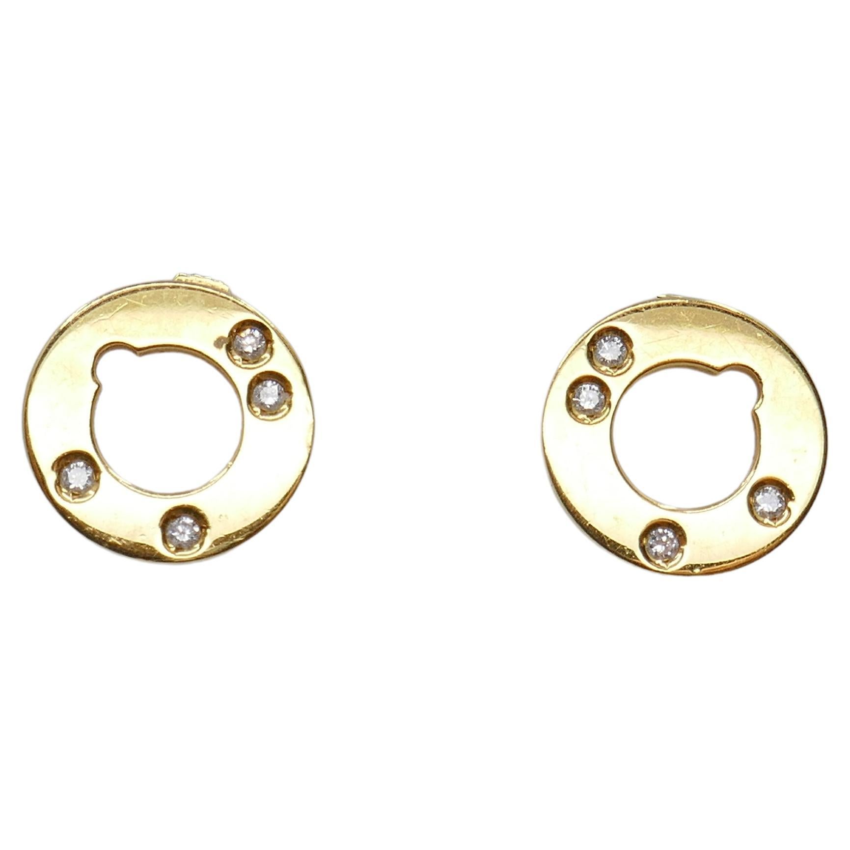 Dinh Van Cible 18k Gold Diamond Stud Earrings For Sale