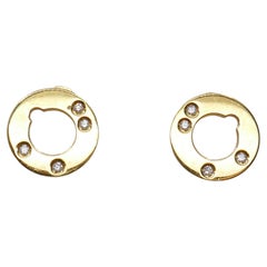 Used Dinh Van Cible 18k Gold Diamond Stud Earrings