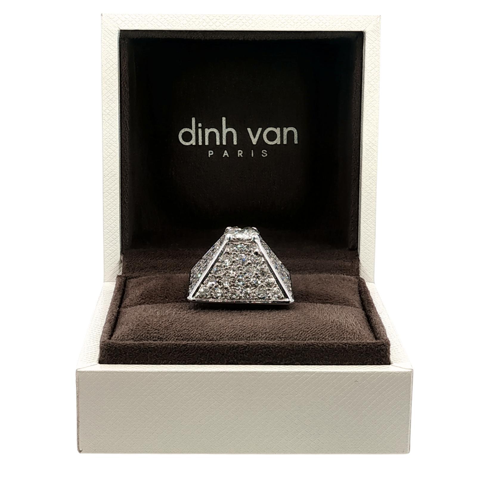 Dinh Van Anello con piramide di diamanti in oro bianco 18 carati ~5.65ctw con documenti in vendita 8