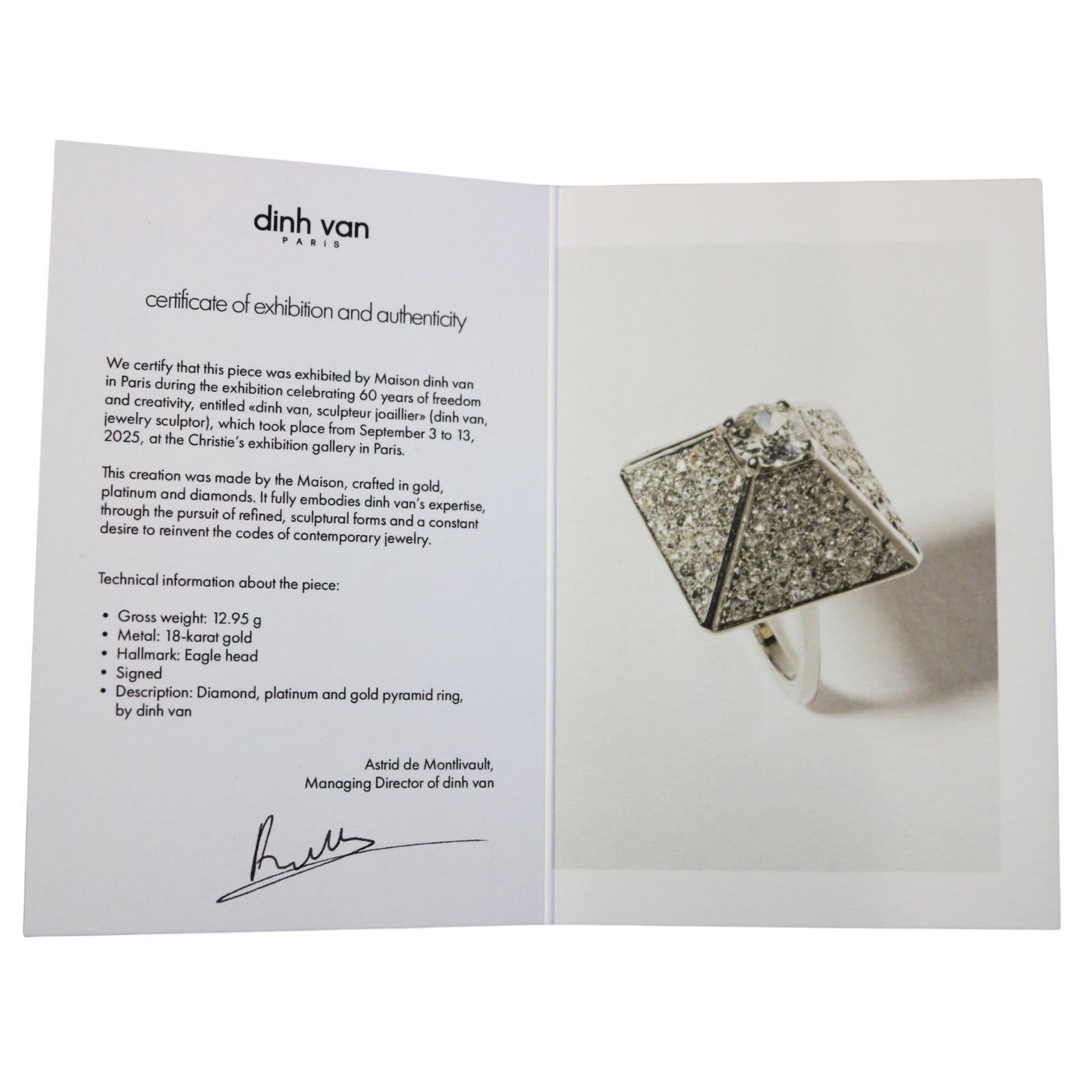 Dinh Van Anello con piramide di diamanti in oro bianco 18 carati ~5.65ctw con documenti in vendita 11