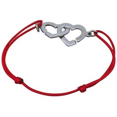 Dinh Van Double Heart Coeur Menottes Rope White Gold Bracelet