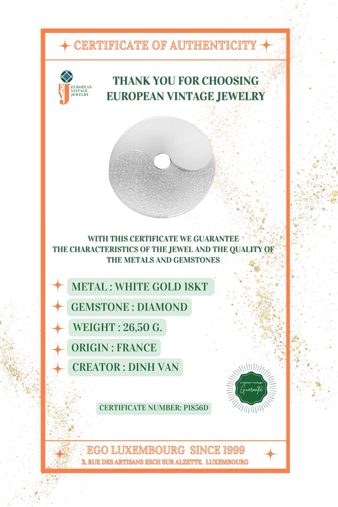 Ciondolo Dinh Van Double Sens in oro bianco con diamanti in vendita 8