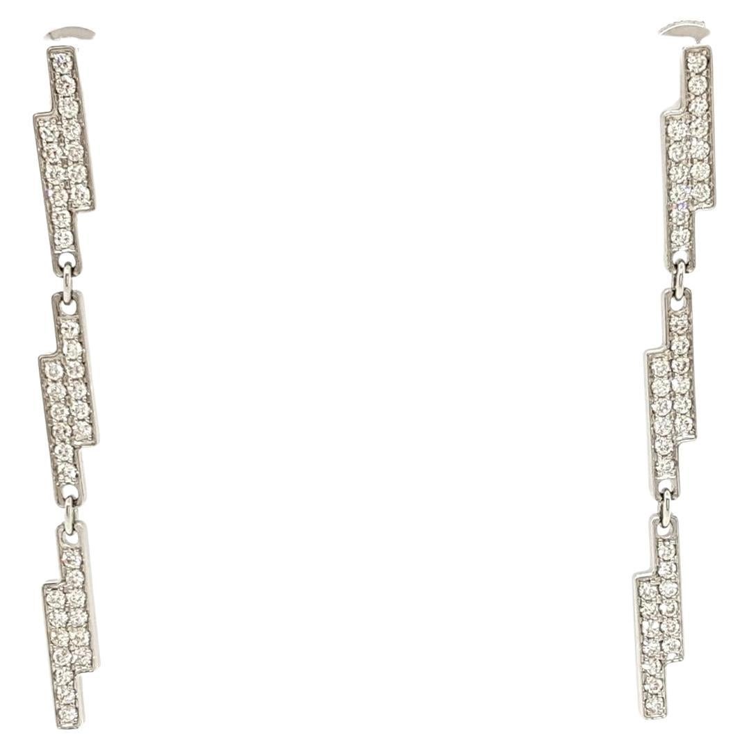 Dinh Van Drop Earrings Seventies White Gold Diamond For Sale