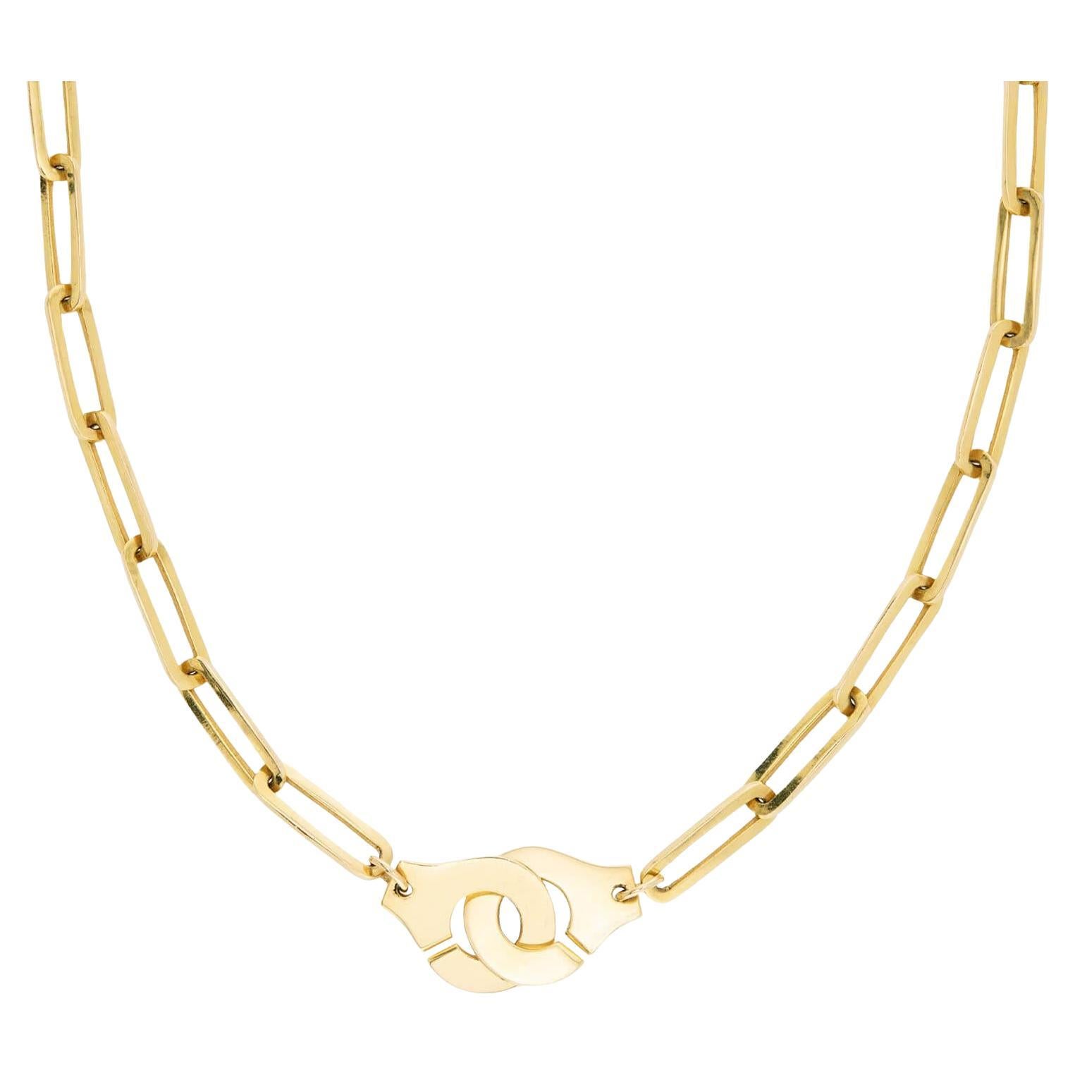 "DINH VAN" Estate 14k Handcuff Paperclip Chain Necklace 17" For Sale