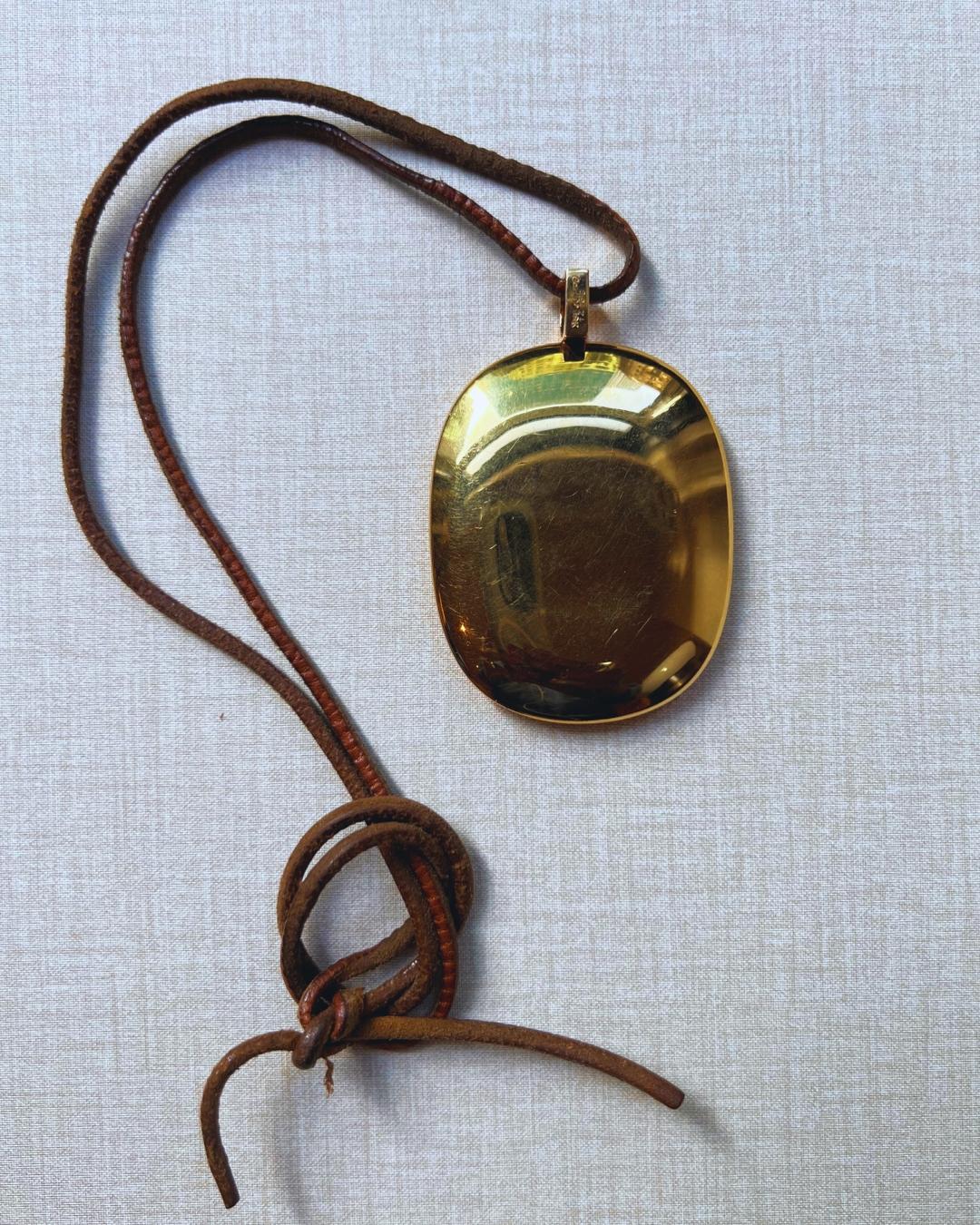 Dinh Van for Cartier 18K Gold Pendant Necklace on a Leather Cord, c. 1970 2