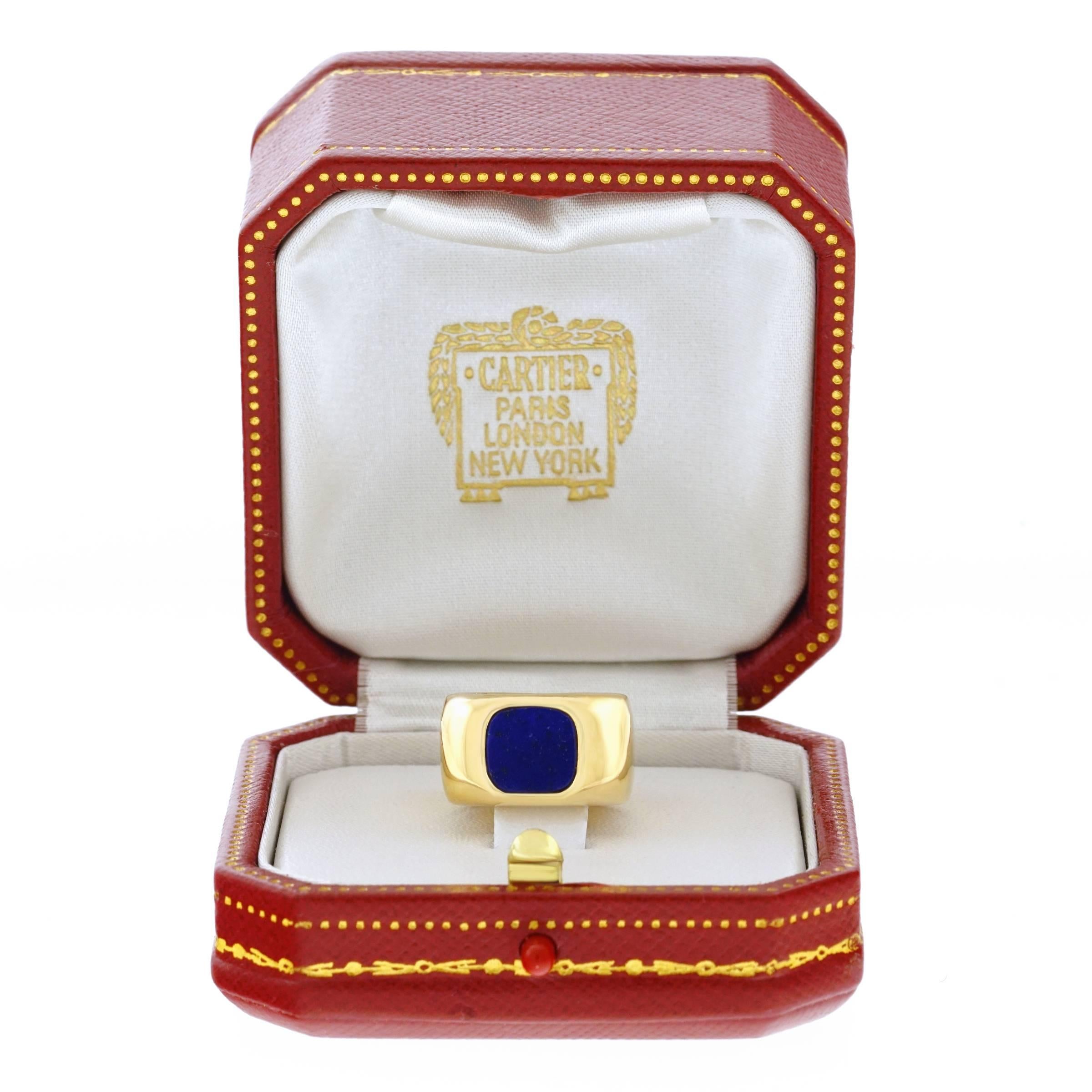 Women's or Men's Dinh Van for Cartier Lapis Set Gold Ring
