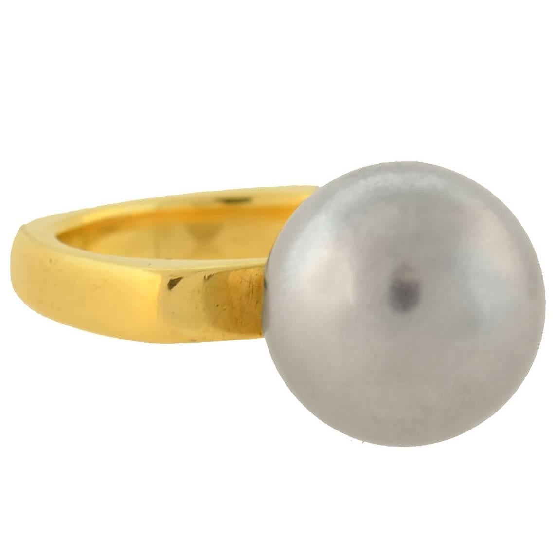 DINH VAN for CARTIER Vintage Steel Ball Gold Ring