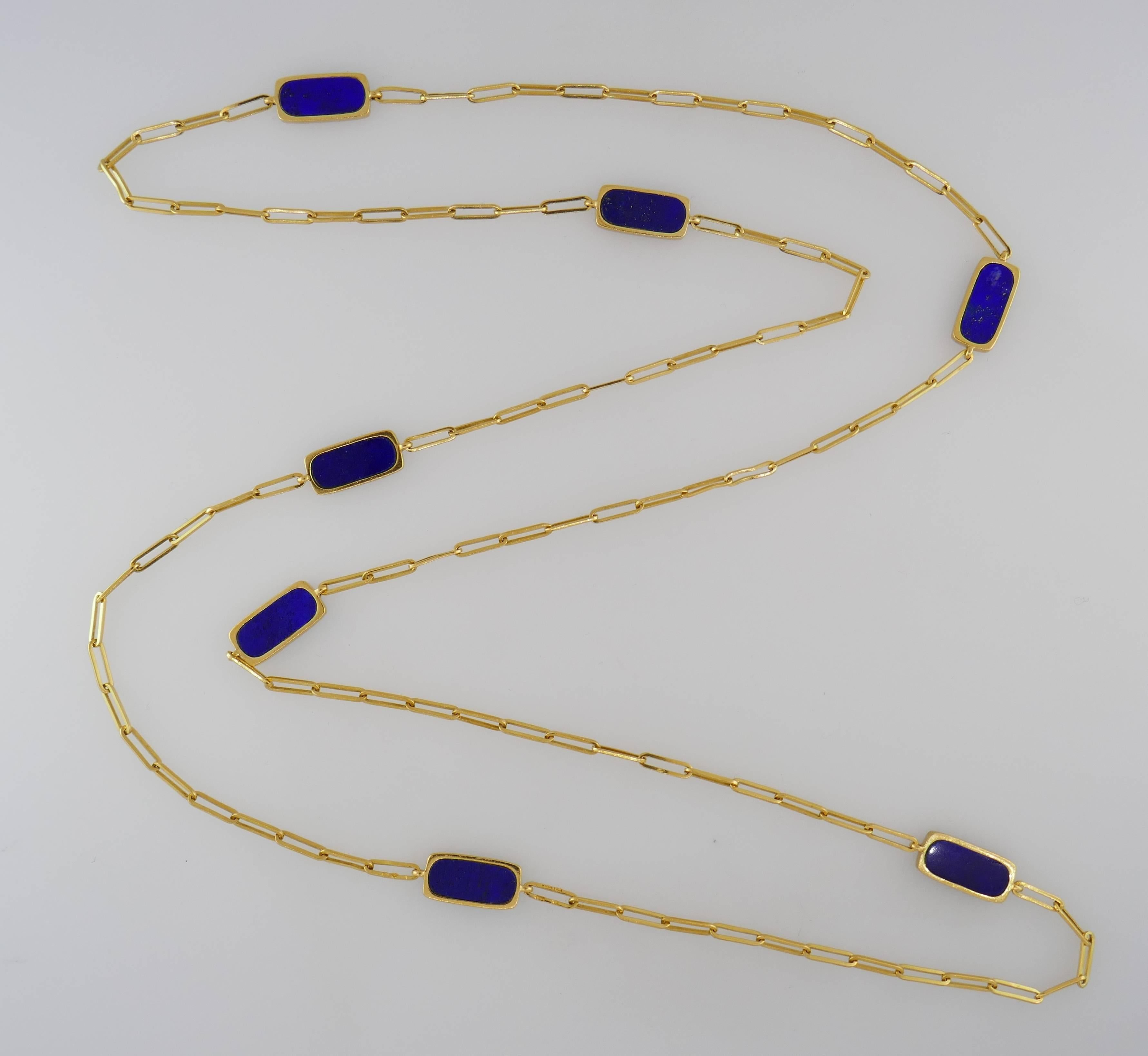 Dinh Van Lapis Lazuli Yellow Gold Chain Necklace, 1971 1