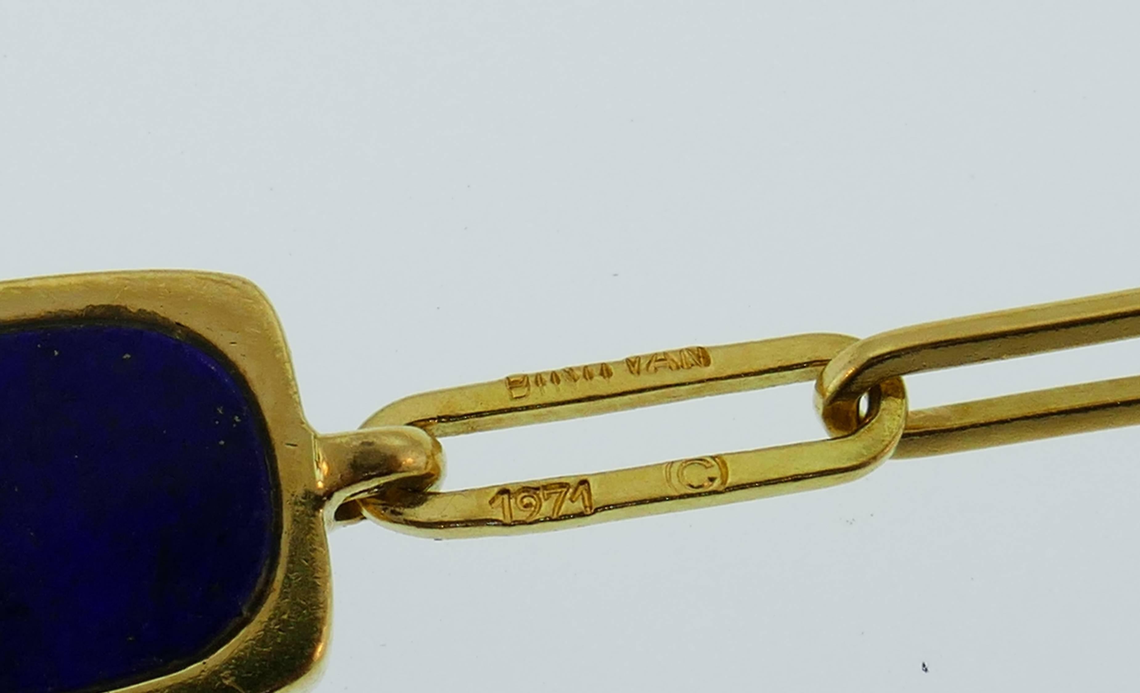 Dinh Van Lapis Lazuli Yellow Gold Chain Necklace, 1971 3