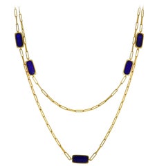 Dinh Van Lapis Lazuli Yellow Gold Chain Necklace, 1971