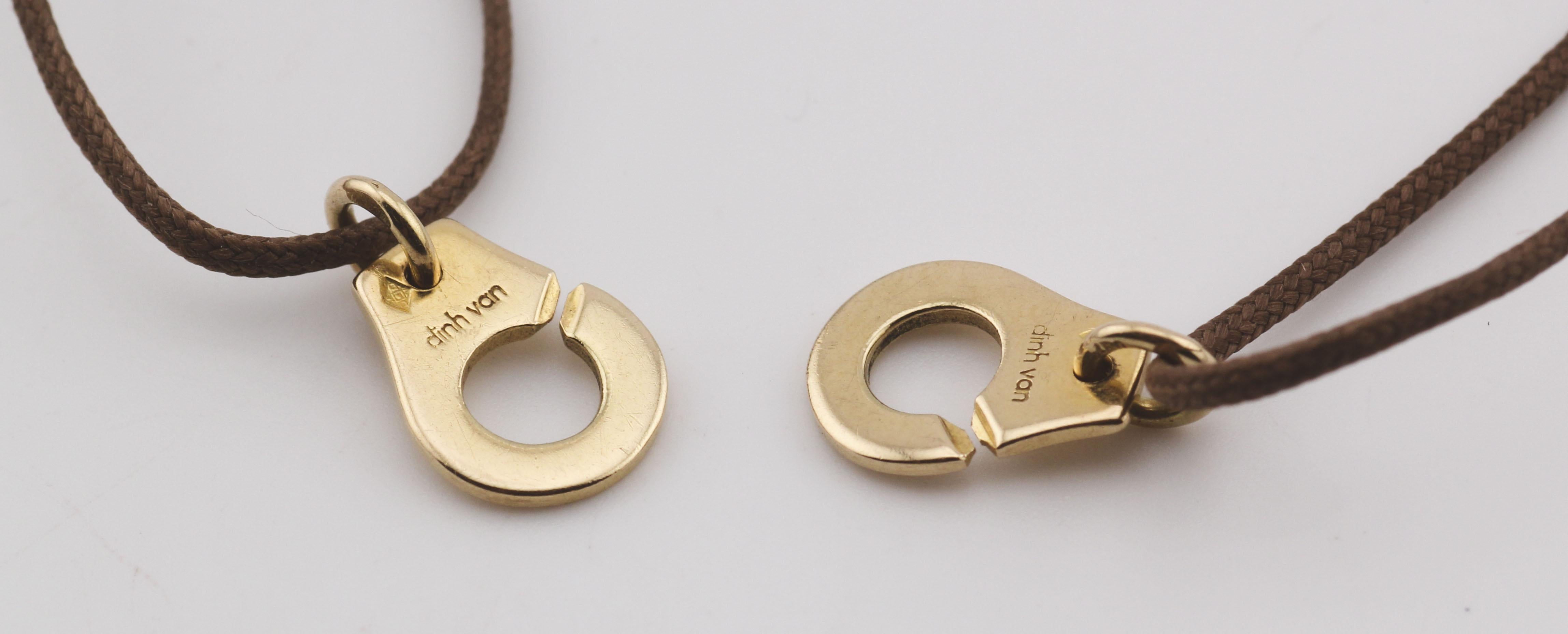 Dinh Van Menotte Handcuff 18k Yellow Gold Cord Bracelet In Good Condition For Sale In Simpsonville, SC