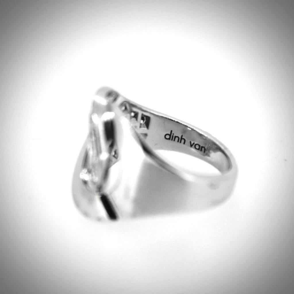 Women's or Men's Dinh Van Menotte R16 Diamonds Ring, 18 Karat White Gold, France, 2020