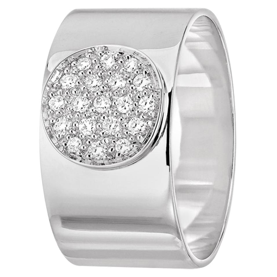 Dinh Van Modern White Gold Band Ring with Diamonds from Anthea Collection