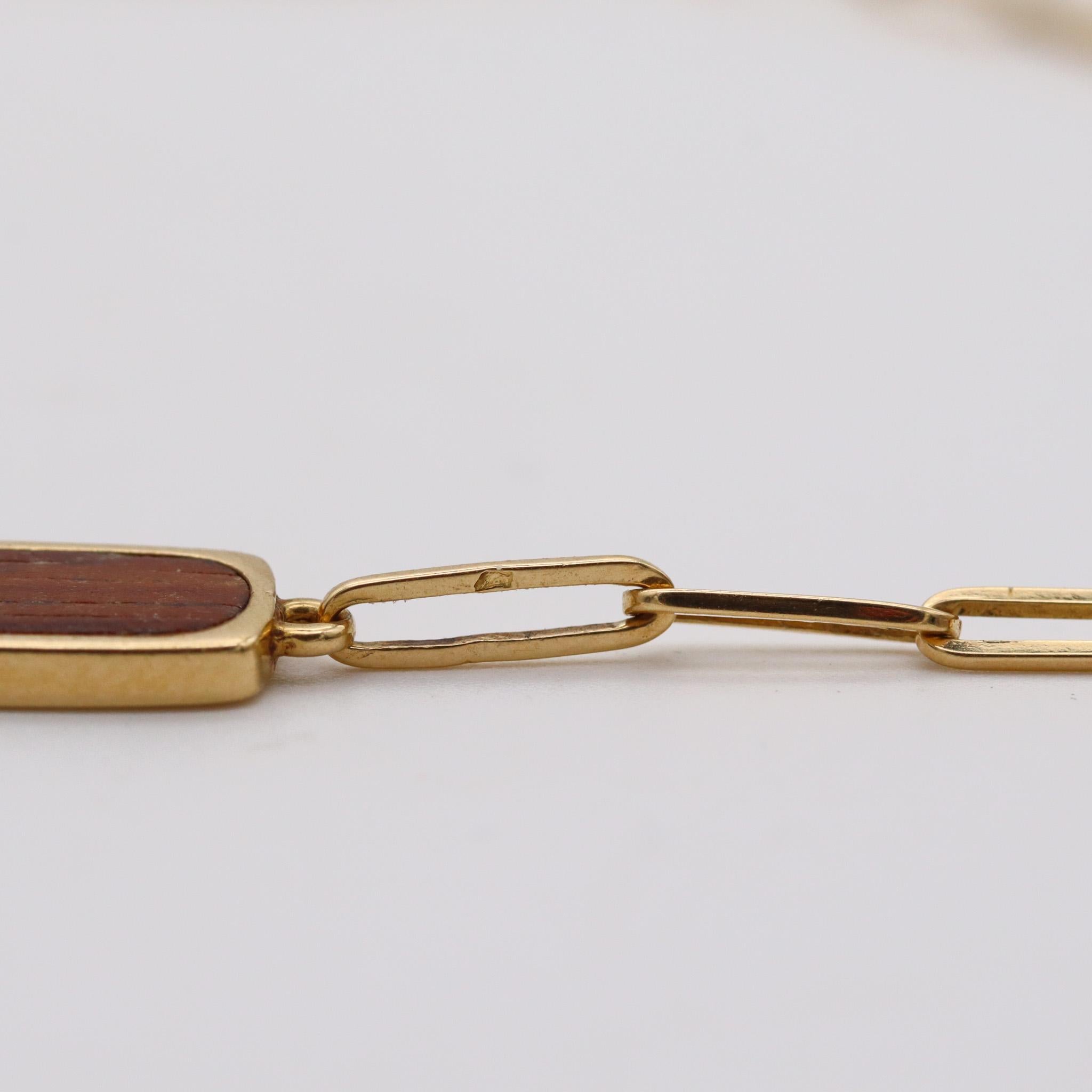 Dinh Van Paris 1976 Long Necklace Sautoir With Wood In 18Kt Yellow Gold 3