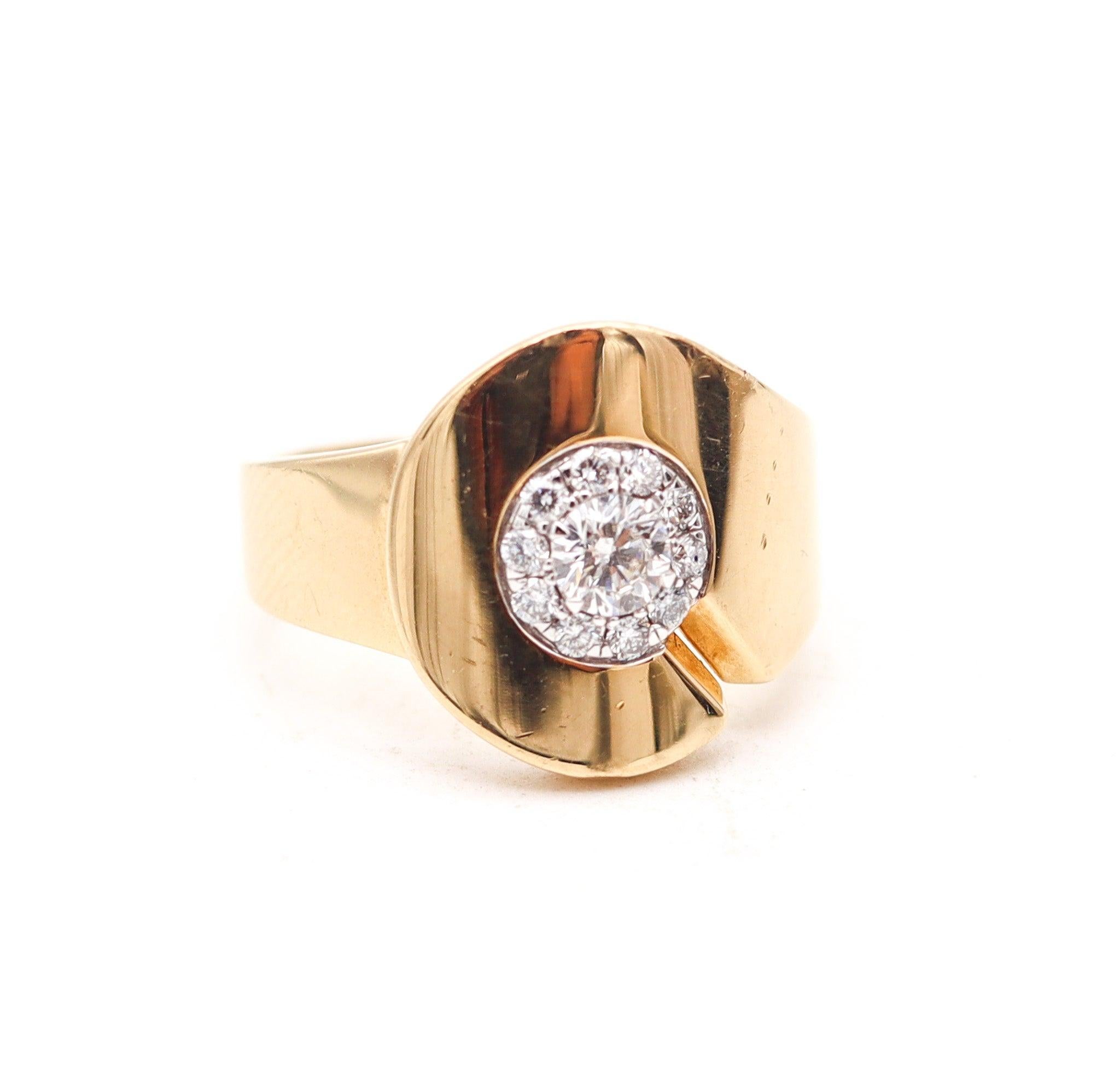 DINH VAN Paris 1990 Anillo Menottes De Oro Amarillo Macizo De 18 Kt Con Diamantes VVS en Excelente estado para la venta en Miami, FL