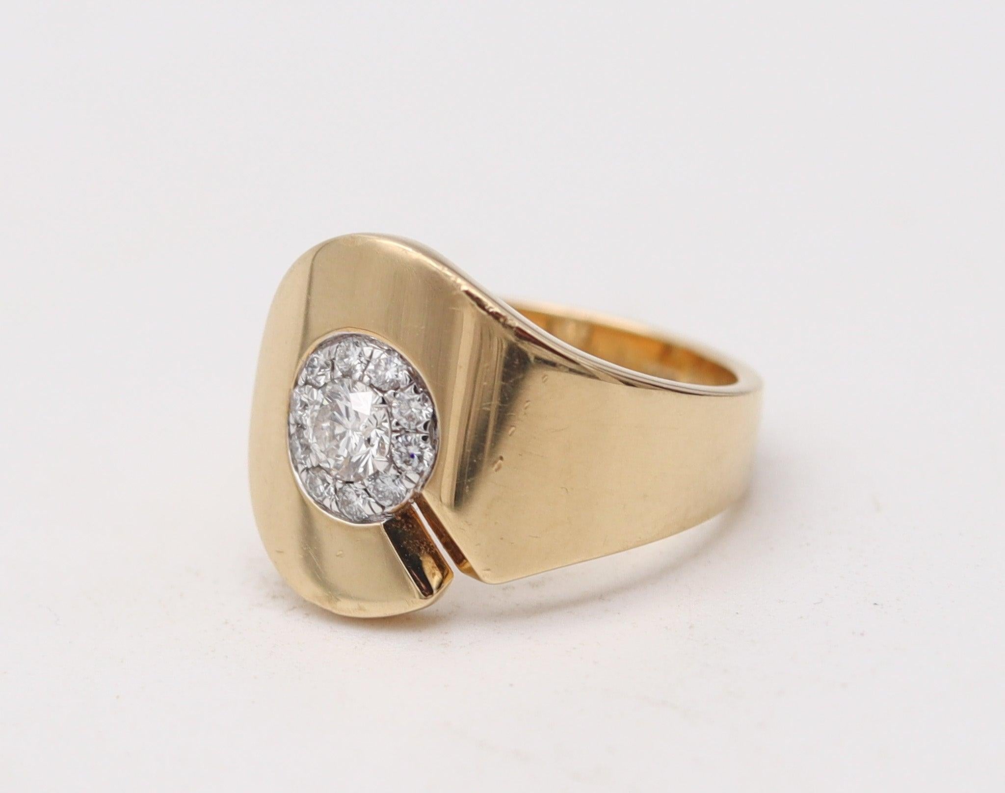 Femenino o masculino DINH VAN Paris 1990 Anillo Menottes De Oro Amarillo Macizo De 18 Kt Con Diamantes VVS en venta