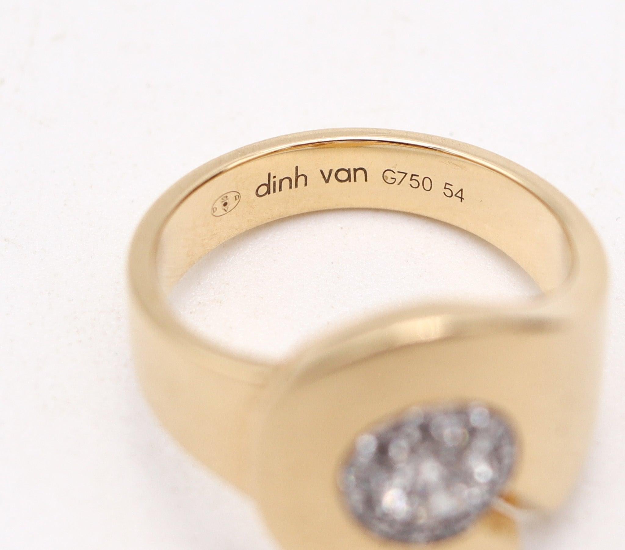 DINH VAN Paris 1990 Anillo Menottes De Oro Amarillo Macizo De 18 Kt Con Diamantes VVS en venta 1
