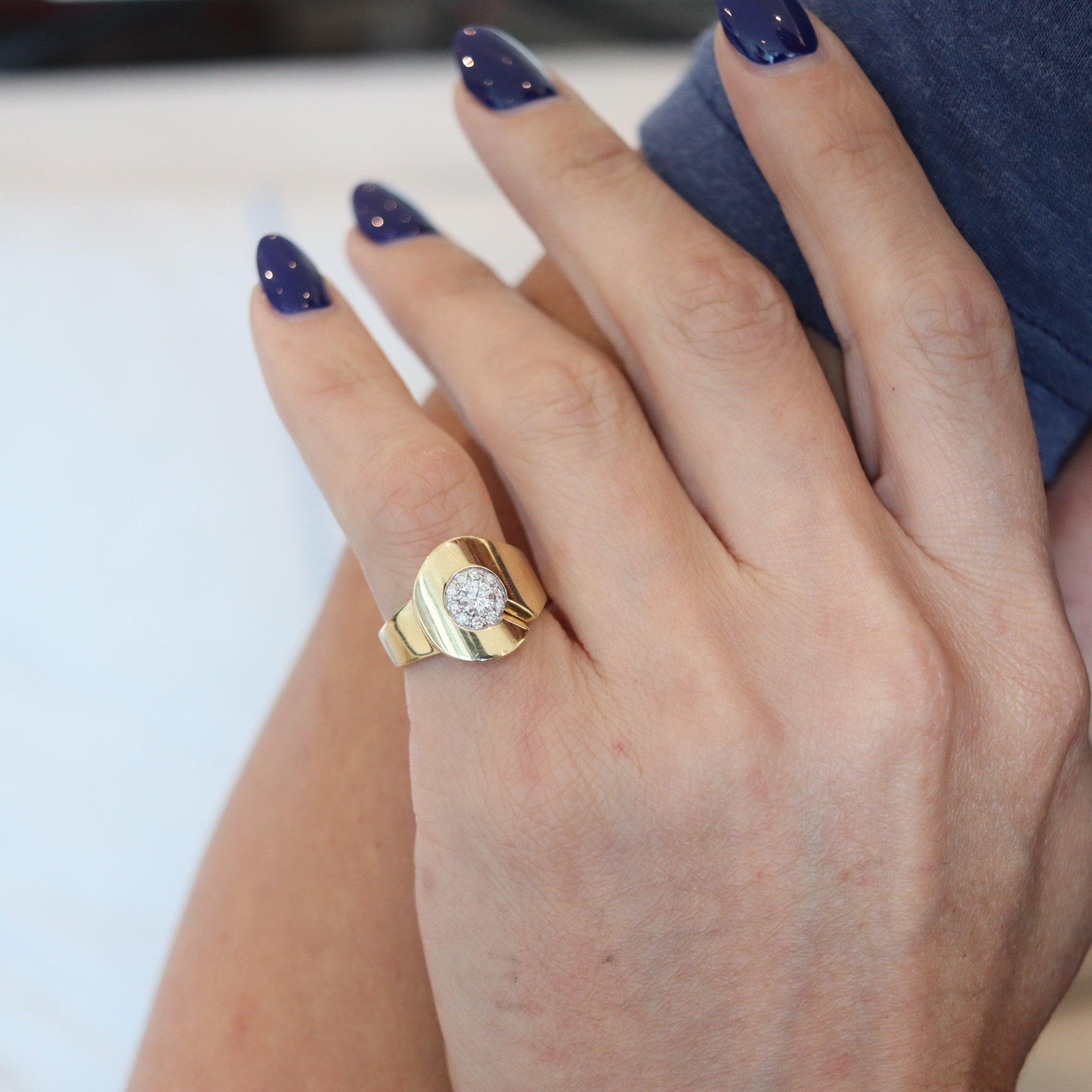 DINH VAN Paris 1990 Anillo Menottes De Oro Amarillo Macizo De 18 Kt Con Diamantes VVS en venta 2