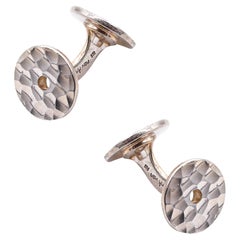 DINH VAN Paris 1990 Pair Of Round Pi Cufflinks In Solid .925 Sterling Silver