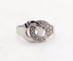 DINH VAN Paris Double Menottes R-10 Ring In 18Kt White Gold With VS-1 Diamonds