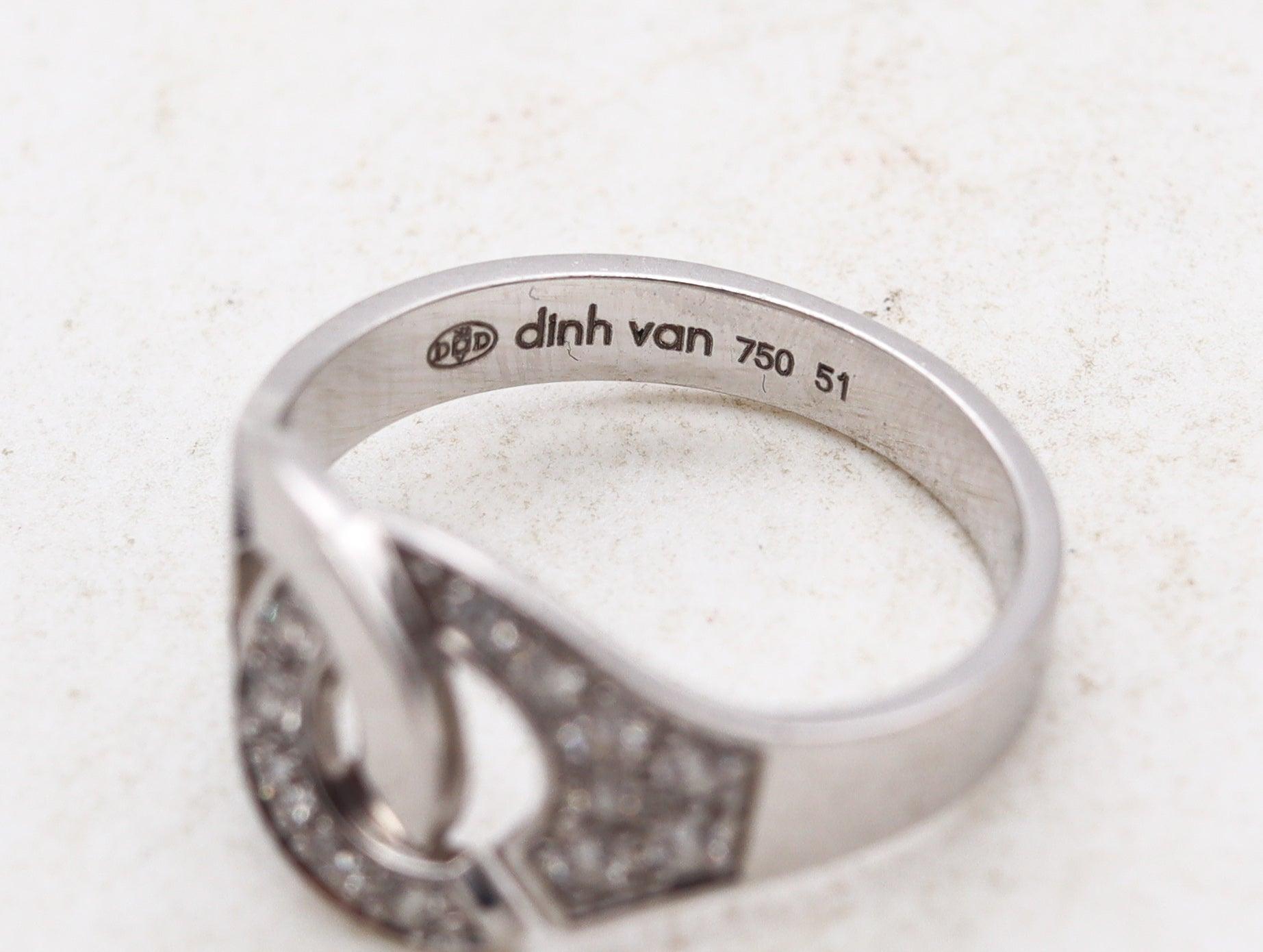 Anello DINH VAN Paris Double Menottes R-10 in oro bianco 18Kt con diamanti VS-1 in vendita 1