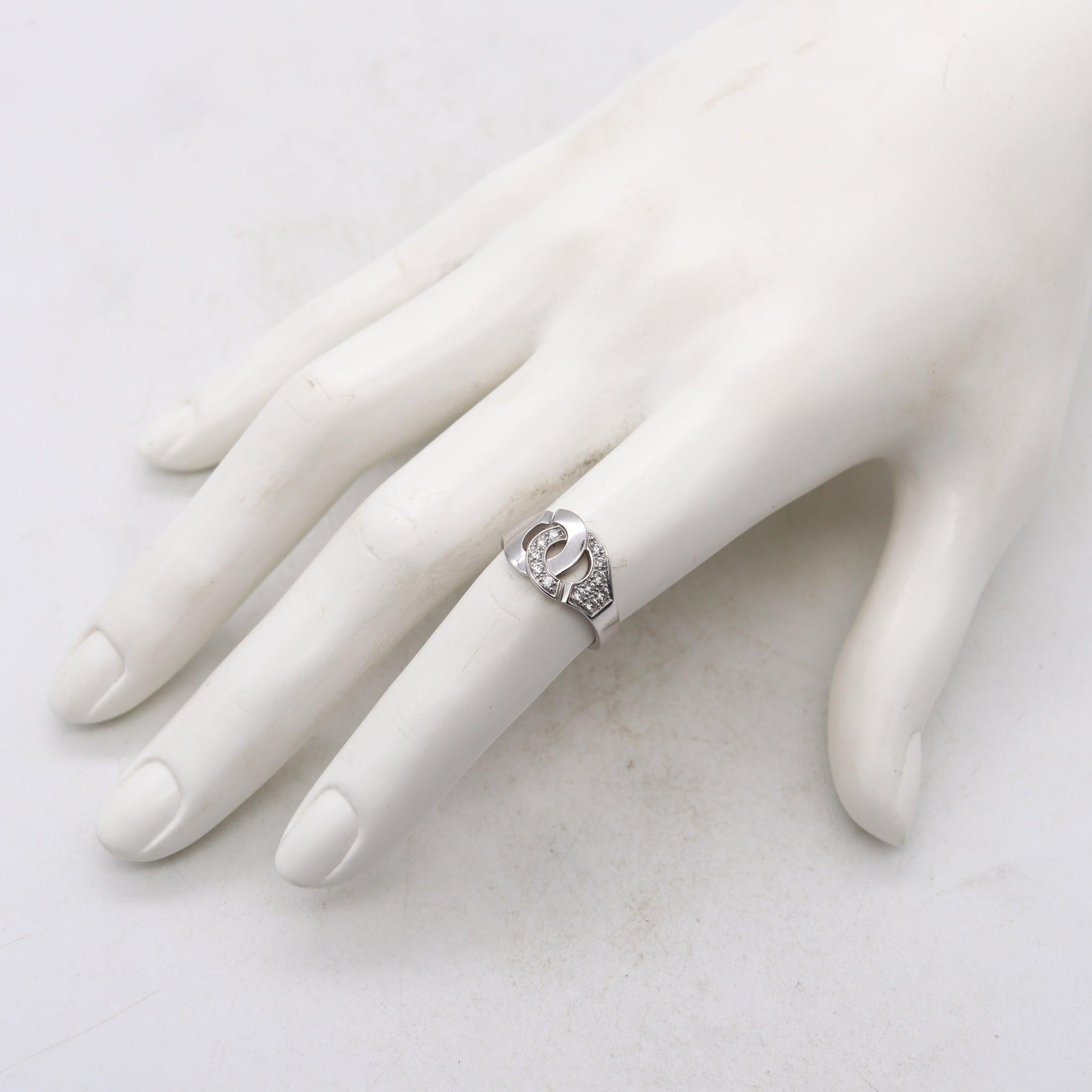 Anello DINH VAN Paris Double Menottes R-10 in oro bianco 18Kt con diamanti VS-1 in vendita 3