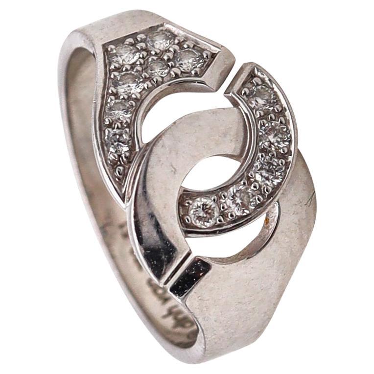 DINH VAN Paris Double Menottes R-10 Ring In 18Kt White Gold With VS-1 Diamonds