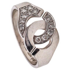 DINH VAN Paris Double Menottes R-10 Ring In 18Kt White Gold With VS-1 Diamonds