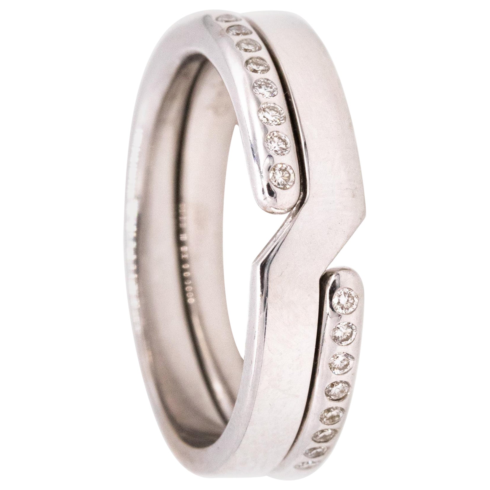 Anello geometrico Dinh Van Paris in oro bianco 18Kt con 16 diamanti VS