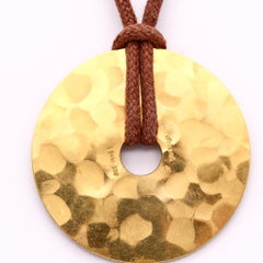 Dinh Van Paris Large Pi Necklace Pendant In Hammered 24Kt Yellow Gold