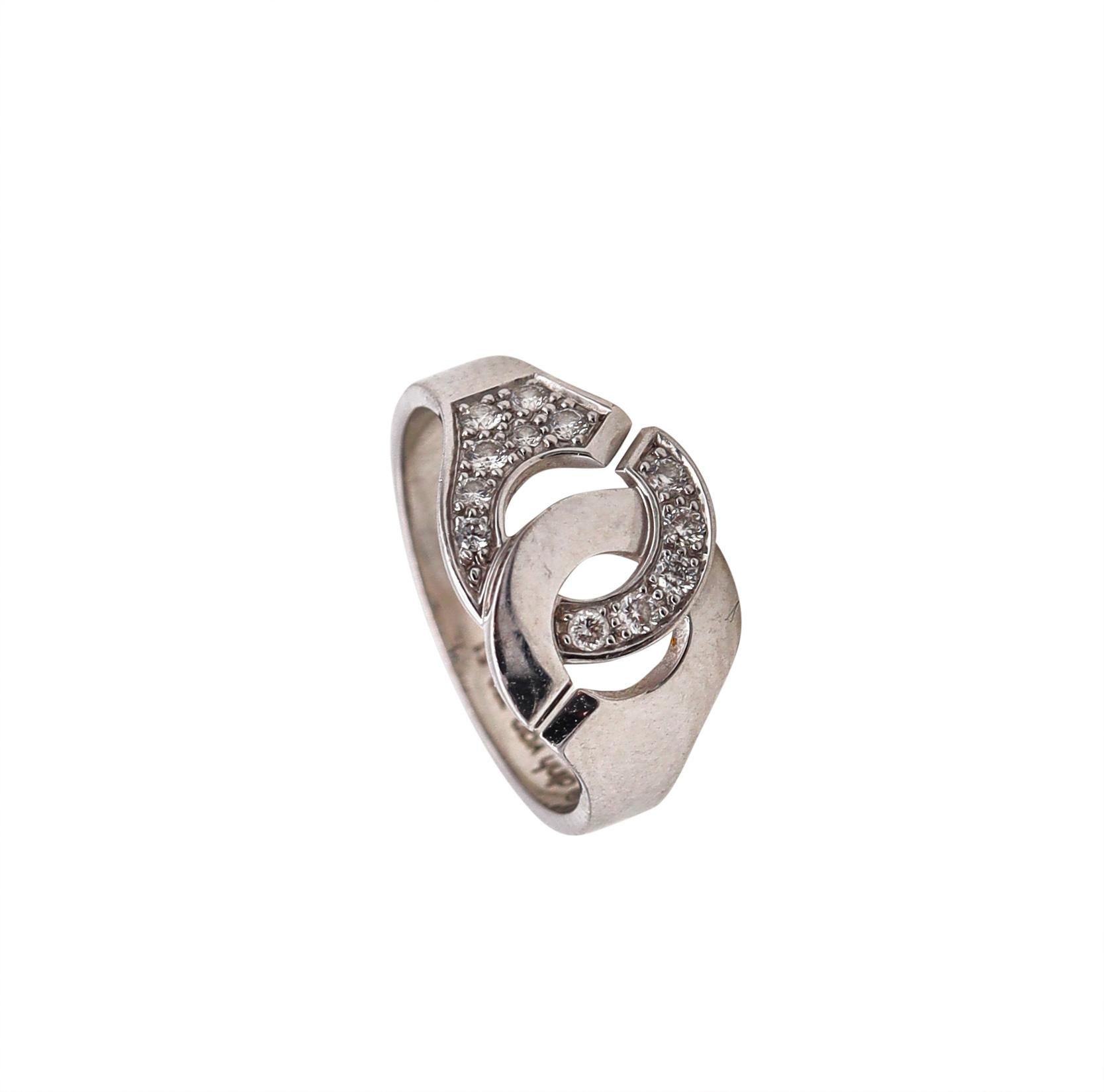 Dinh Van Paris Menottes R10 Ring in 18Kt White Gold with VS Diamonds For Sale 2