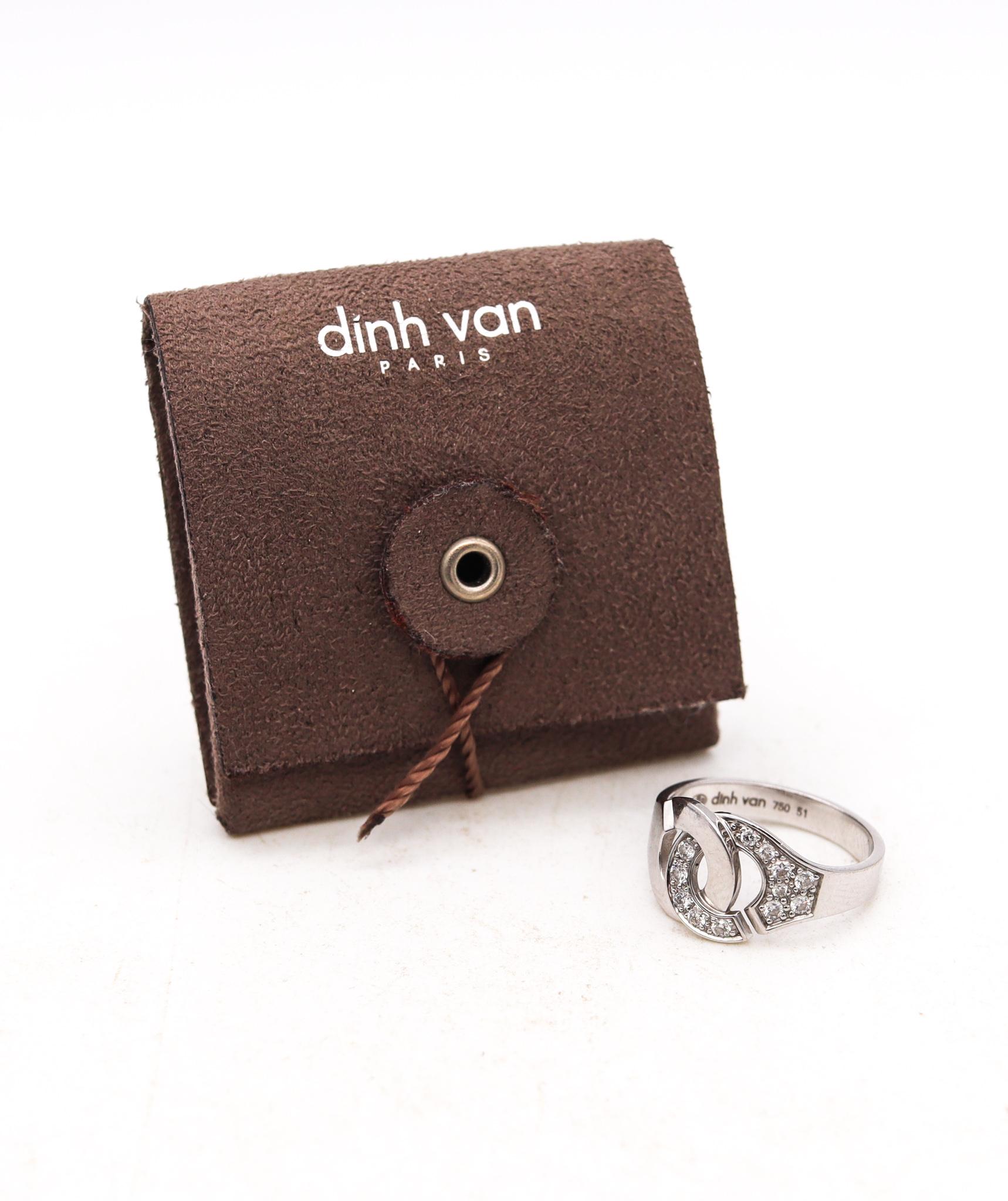 Dinh Van Paris Menottes R10 Ring in 18Kt White Gold with VS Diamonds For Sale 1
