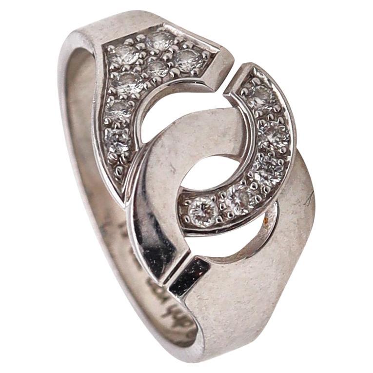 Dinh Van Paris Menottes R10 Ring in 18Kt White Gold with VS Diamonds For Sale